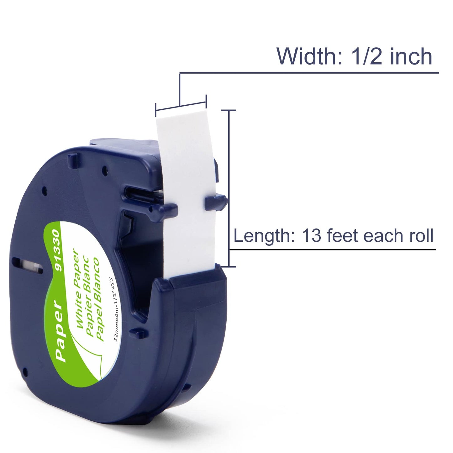 Aonomi White Paper Tape Replacement for DYMO Letratag Refills White Paper 91330 10697 Label Maker Refills 1/2 x 13 12mm x 4m Compatible with DYMO LetraTag LT-100T Plus LT-100H QX50 Label Maker,2 Pack